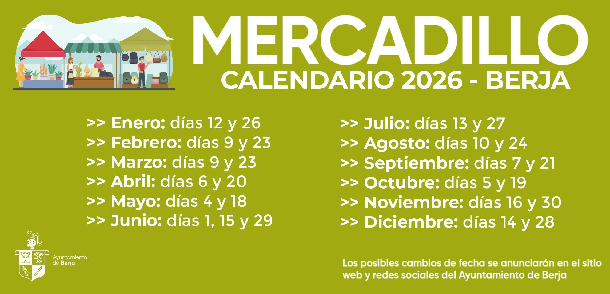 Calendario del Mercadillo de Berja 2026